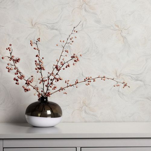 Vliestapete Blumen Grau Beige Silber Glitzer 10514-02 Raum