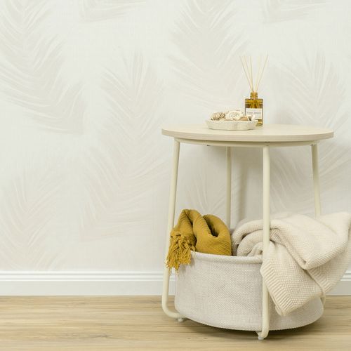 Vliestapete Exotisch Federn Creme Beige Glitzer 10516-02 Raum