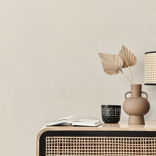 Vliestapete Einfarbig Modern Beige Creme Glitzer 10539-02 Raum