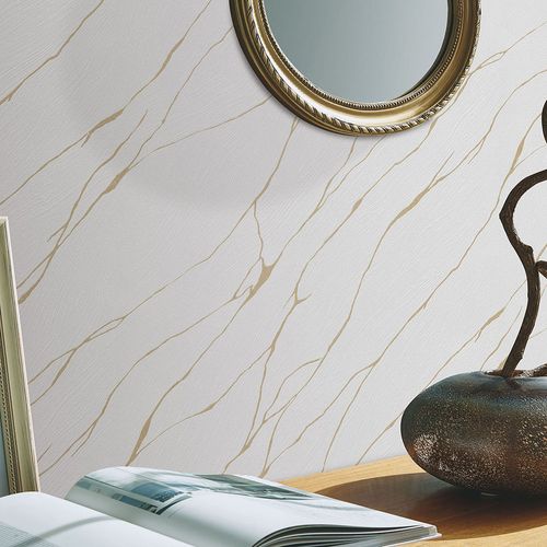 Vliestapete Marmor Optik Hellgrau Gold Metallic 10440-31 Zimmer