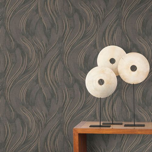 Vliestapete Abstrakt Wellen Braun Bronze Metallic 10456-11 Zimmer