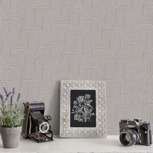 Vliestapete Abstrakt Grafik Braun Grau Metallic 10461-11 Zimmer