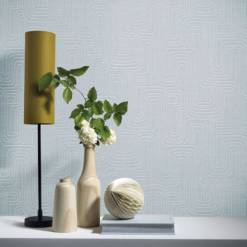 Vliestapete Abstrakt Grafik Türkis Silber Metallic 10461-35 Zimmer