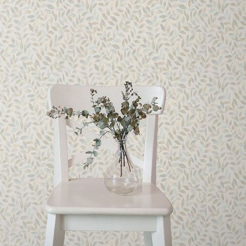 Vliestapete Floral Blätter Creme Blau Grün 10462-02 Zimmer