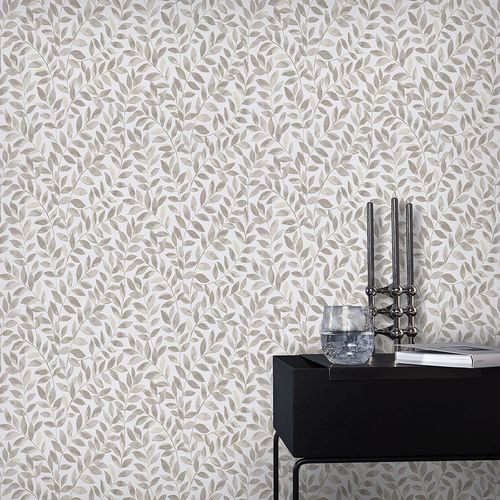 Vliestapete Floral Blätter Weiß Braun Beige 10462-11 Zimmer