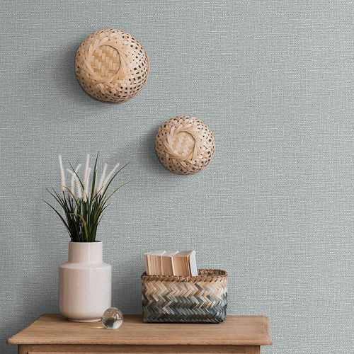 Vliestapete Einfarbig Struktur Blau Creme 10463-35 Zimmer