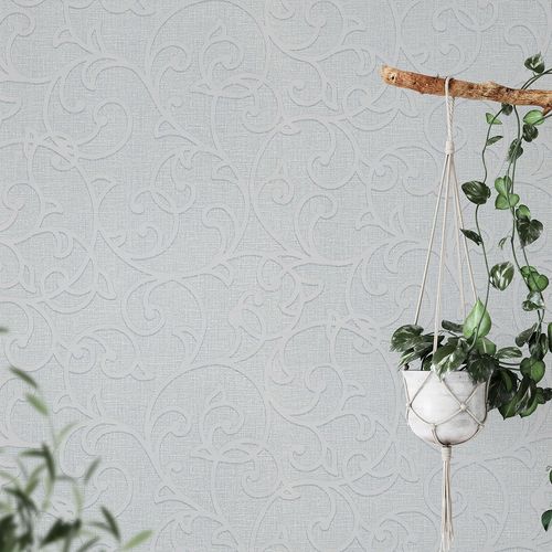 Vliestapete Ornamente Blau Creme Metallic 10467-10 Zimmer