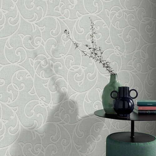 Vliestapete Ornamente Grün Creme Metallic 10467-24 Zimmer