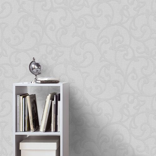 Vliestapete Ornamente Hellgrau Silber Metallic 10467-31 Zimmer
