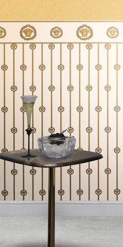 Versace wallpaper stripes cream gold metallic 79131-1
