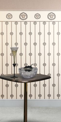 Wallpaper Versace stripes cream beige metallic 79131-5