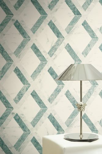 Wallpaper Versace graphic marble green white 79133-2