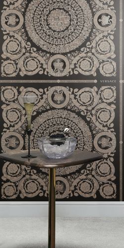Wallpaper Versace Floral Black Beige Gloss 79134-1