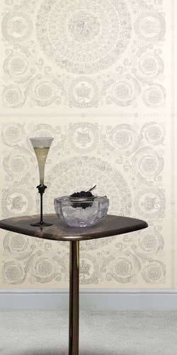 Non-woven wallpaper Versace floral cream gray gloss 79134-2