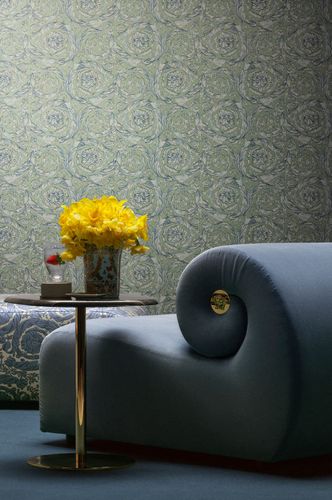 Non-woven wallpaper Versace floral green white blue 79135-1