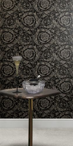 Non-woven wallpaper Versace floral black anthracite 79135-2