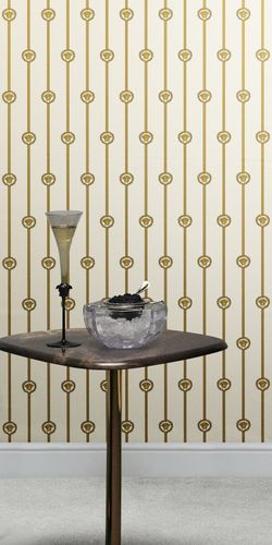 Vliestapete Versace Logo Creme Gold Metallic 79173-1 Zimmer