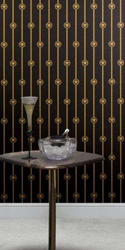 Vliestapete Versace Logo Schwarz Gold Metallic 79173-2 Zimmer