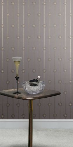 Non-woven wallpaper Versace logo gray gold metallic 79173-4