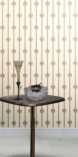 Wallpaper Versace logo cream beige metallic 79173-5
