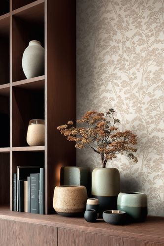 Vliestapete Waldmotiv Bäume Creme Beige 79001-2 Zimmer