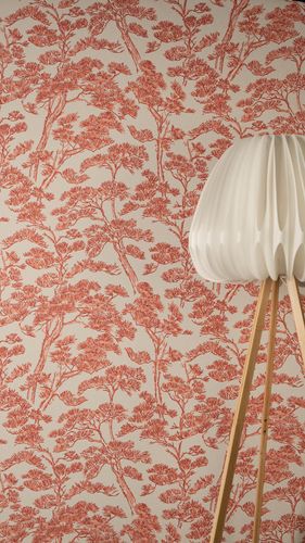 Vliestapete Waldmotiv Bäume Beige Rot 79001-4 Zimmer