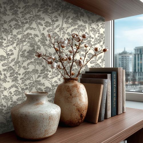 Vliestapete Waldmotiv Bäume Weiß Grau 79001-5 Zimmer