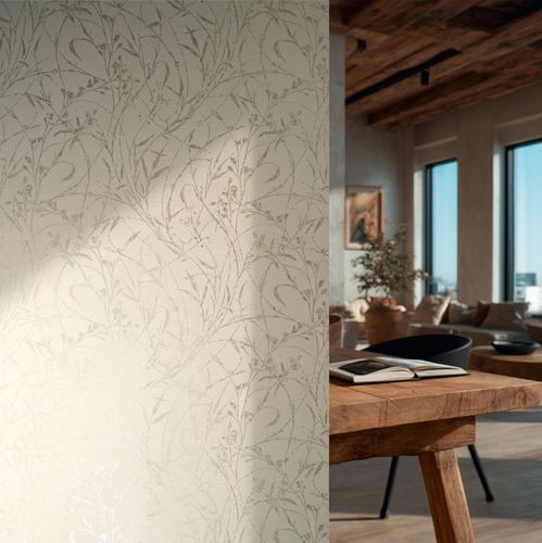 Vliestapete Wildblumen Creme Beige Metallic 79004-1 Zimmer