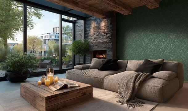 Vliestapete Wildblumen Grün Silber Metallic 79004-5 Zimmer