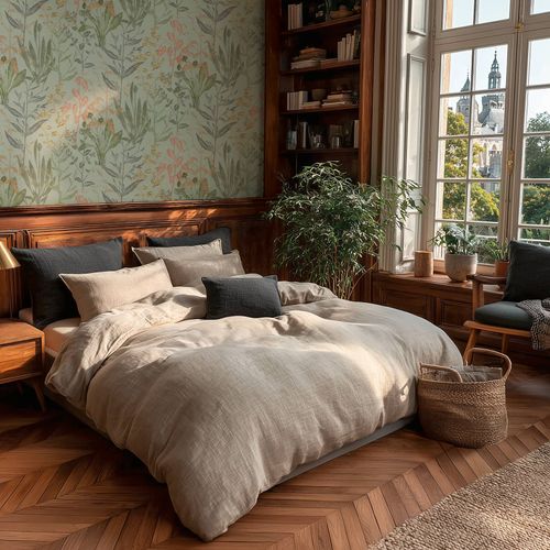 Vliestapete Floral Aquarelloptik Grün Orange Beige 79009-3 Zimmer