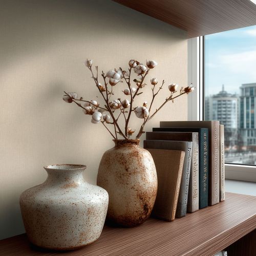 Vliestapete Uni Modern Leinenoptik Beige Creme 79010-2 Zimmer