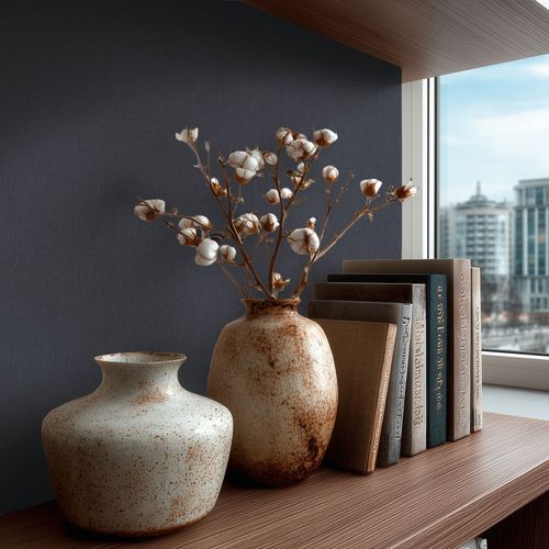 Vliestapete Uni Modern Leinenoptik Dunkelblau 79010-5 Zimmer