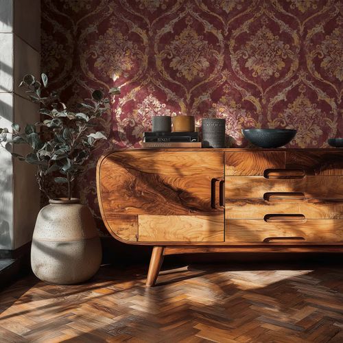 Vliestapete Ornamente Barock Rot Gold Metallic 79019-3 Zimmer