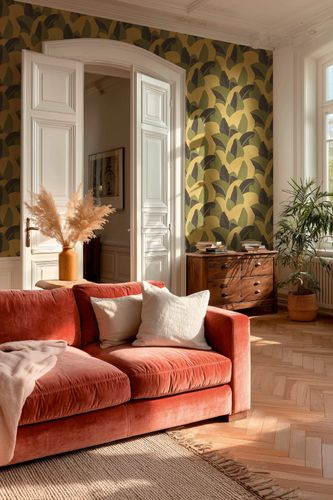 Vliestapete Tropen Blätter Grün Schwarz Gelb 79039-1 Zimmer