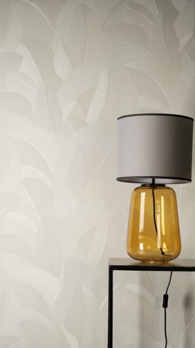 Vliestapete Tropen Blätter Grau Weiß Metallic 79039-6 Zimmer