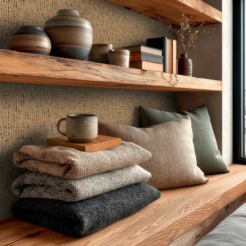 Vliestapete Struktur Sisal Optik Beige Grau 79112-1 Zimmer