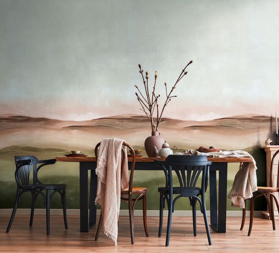 Fototapete Farbverlauf Landschaft Grün Braun Blau 79216-5 Raum