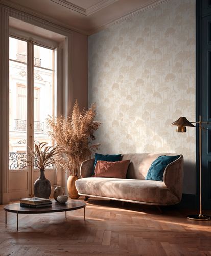 Non-woven wallpaper Jungle Cream Beige Metallic 79162-1
