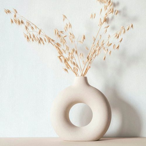 Non-woven wallpaper plain texture off-white 35356