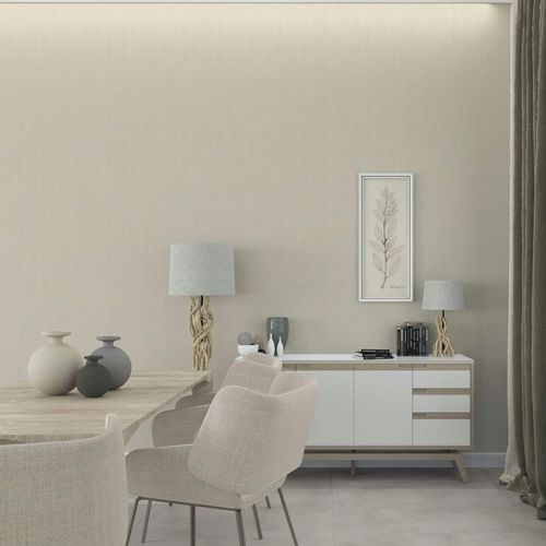 Non-woven wallpaper plain texture white beige 35359