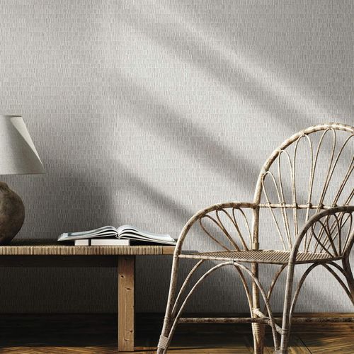 Non-woven wallpaper panels wood look grey cream 35363