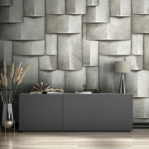 Mural wallpaper tiles wood look 3D effect cream 35390