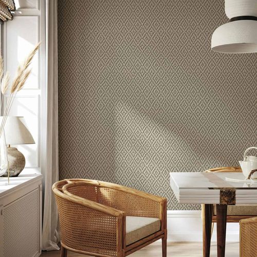 Non-woven wallpaper graphic sisal look beige grey 45744