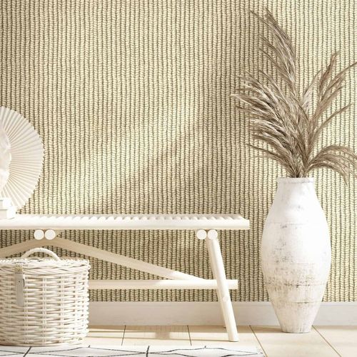 Non-woven wallpaper textile look beige cream 45749