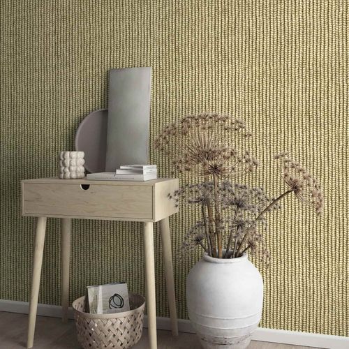Non-woven wallpaper textile look beige brown 45750