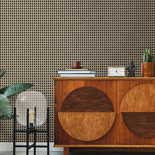 Non-woven wallpaper rattan wood look brown beige 45751