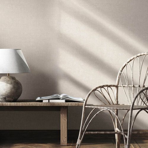 Non-woven wallpaper plain modern textured beige grey 45778
