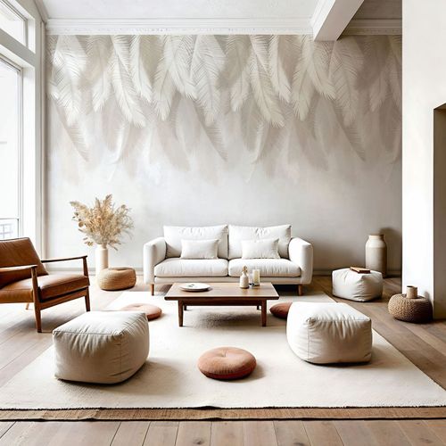 Photo Wallpaper Leaves Tropical Beige Cream 42222