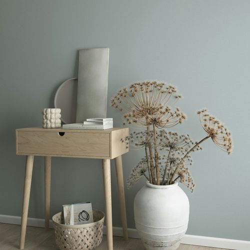 Vliestapete Leinenoptik Einfarbig Modern Hellgrau 82487 Raum