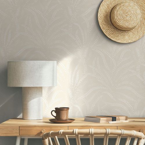 Vliestapete Floral Leinenoptik Beige Creme 82504 Raum